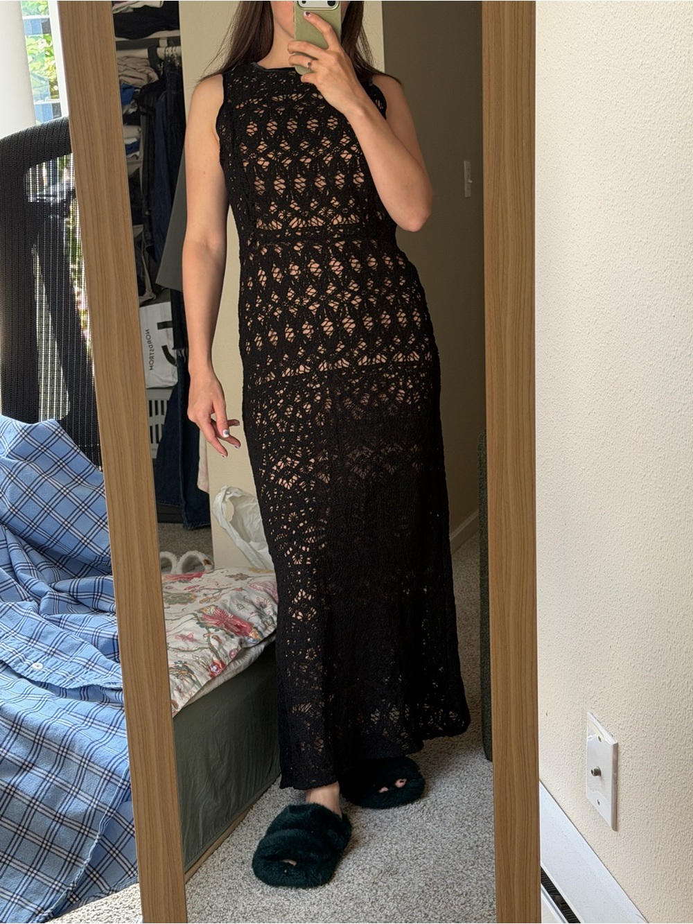 Black Crochet Maxi Dress - Elegant Sleeveless Evening Dress